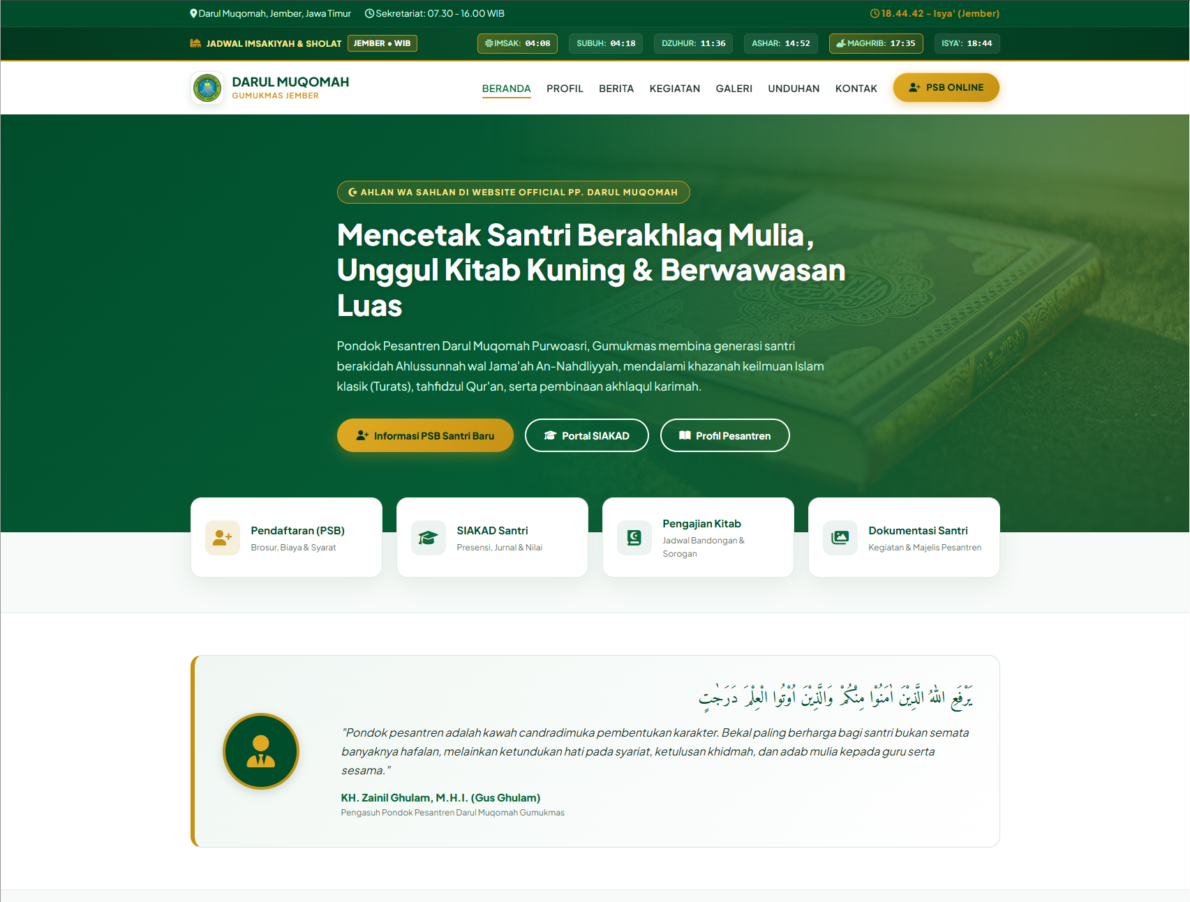 Website Pondok Pesantren Darul Muqomah